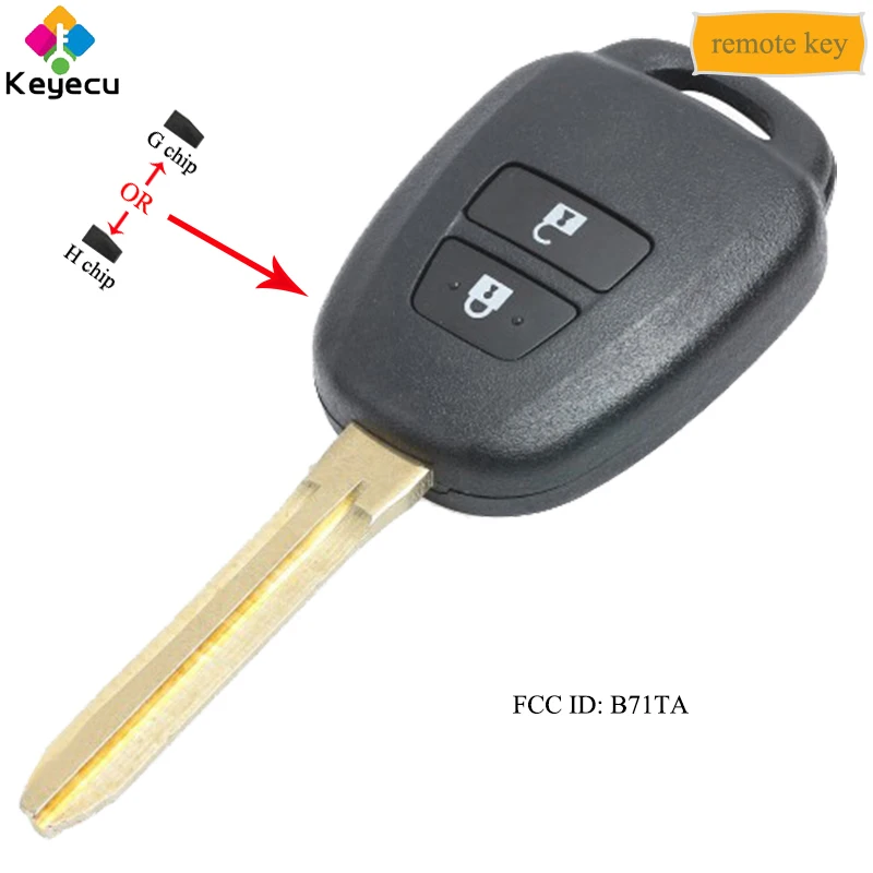 KEYECU Замена дистанционного ключа автомобиля 2 кнопки и 433MHz & G/H чип опционально FOB
