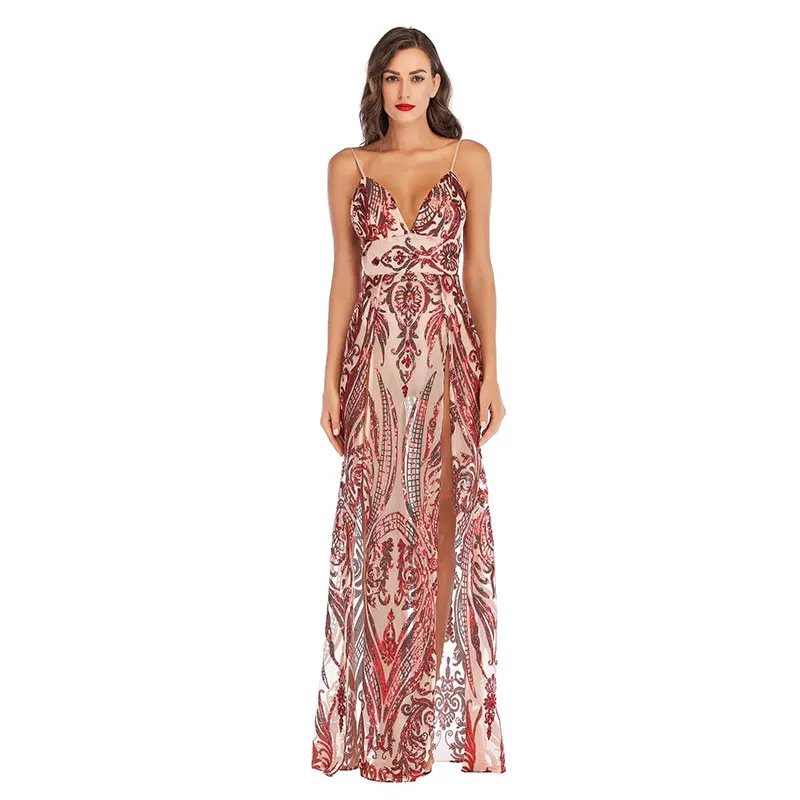 liva girl Sexy Stretch Silver Sequin Maxi Dress Hollow Out Floor Length Summer Party Padded V Neck Backless | Женская одежда