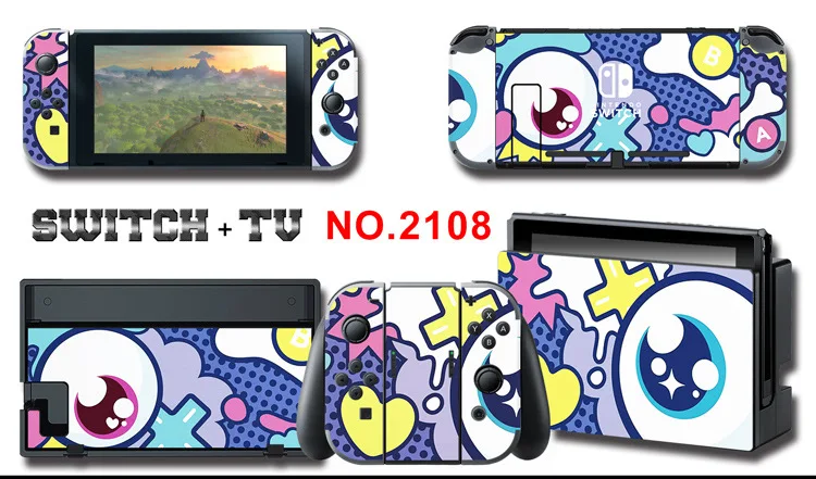 Для nintendo Switch Pain sticker консоль Dock Joy Con полное покрытие цветной бумажной кожи Закаленное стекло протектор экрана от 2000-2305