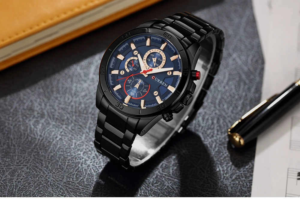 Relogio Masculino CURREN Модные Повседневные военные кварцевые мужские часы полностью стальные водонепроницаемые мужские часы erkek kol saati Reloj Hombre