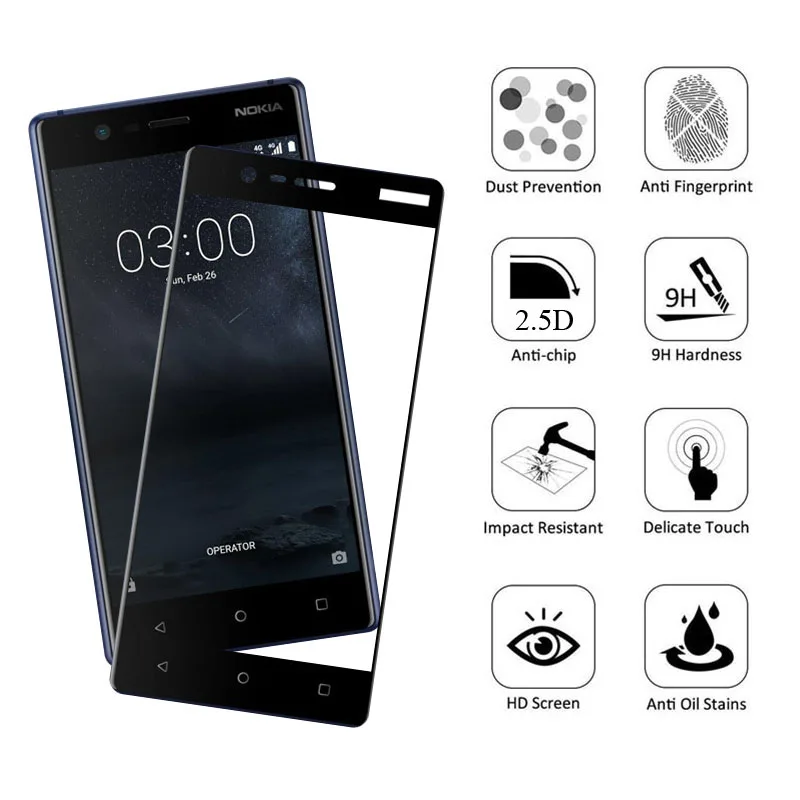 Защитное стекло на Nokia 5 6 7 2018 plus закаленное лист Tremp безопасность 2.5D плёнка