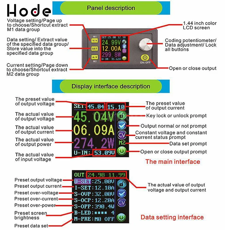 

DPS5020 50V 20A 1000W constant voltage current converter LCD voltmeter Step-down communication digital Power Supply