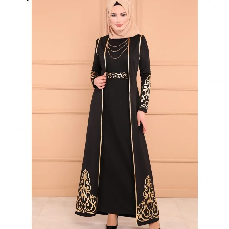 Комплект из 2 предметов элегантное Турецкая абайа с горячей штамповкой Сингапур