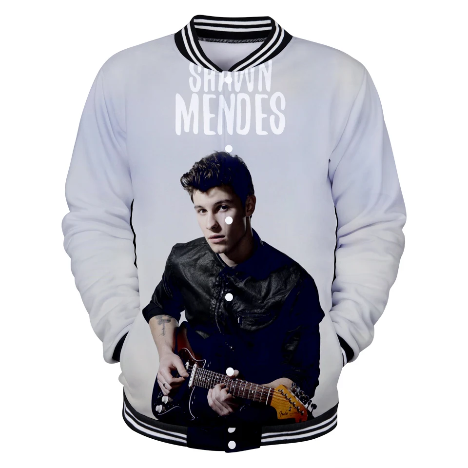Женская/мужская бейсбольная куртка Shawn Mendes с 3D принтом модная длинным рукавом