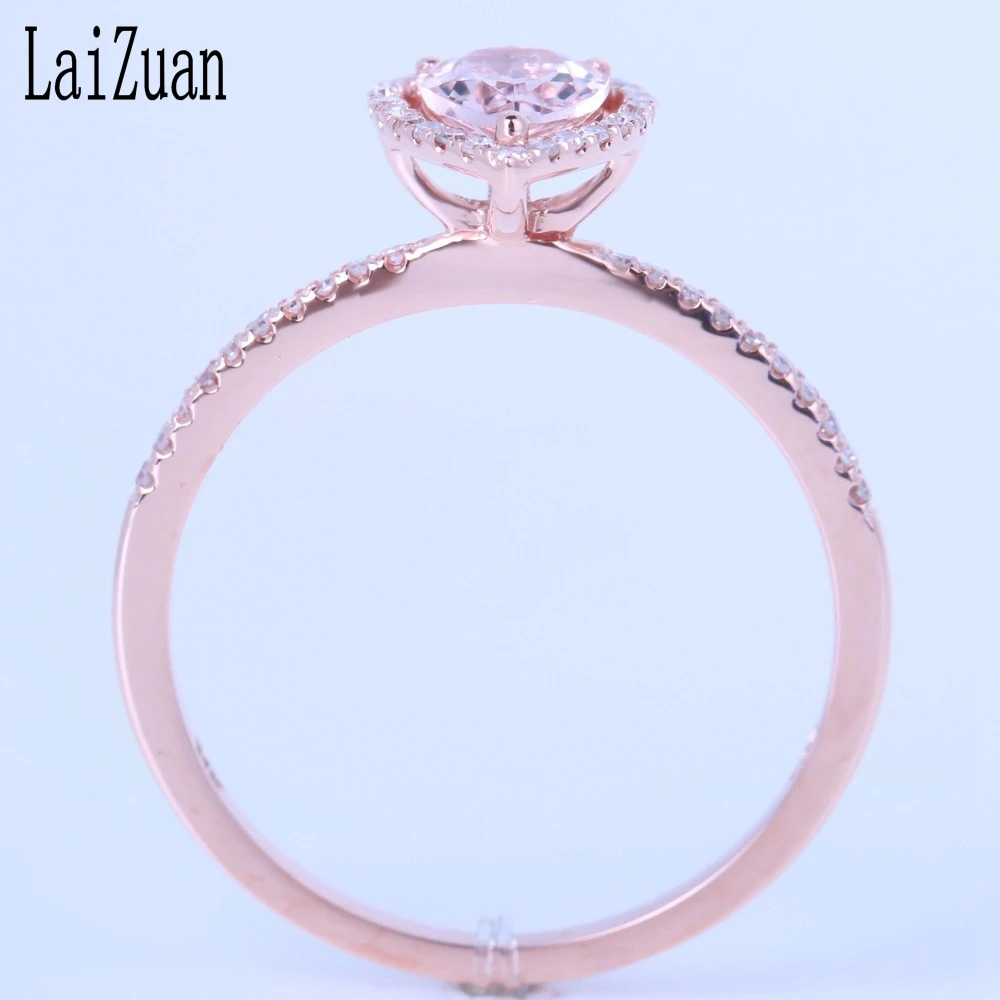 

LaiZuan Solid 14k Rose Gold Certified Pear 0.54ct Natural Morganite Diamonds Engagement Wedding Ring Women Gemstone Fine Jewelry