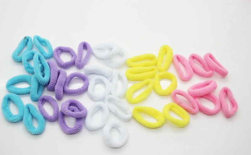 40 pieces Candy color towel ring elastic hair bands solid mini one-off rubber headwear for girls accessories | Детская одежда и