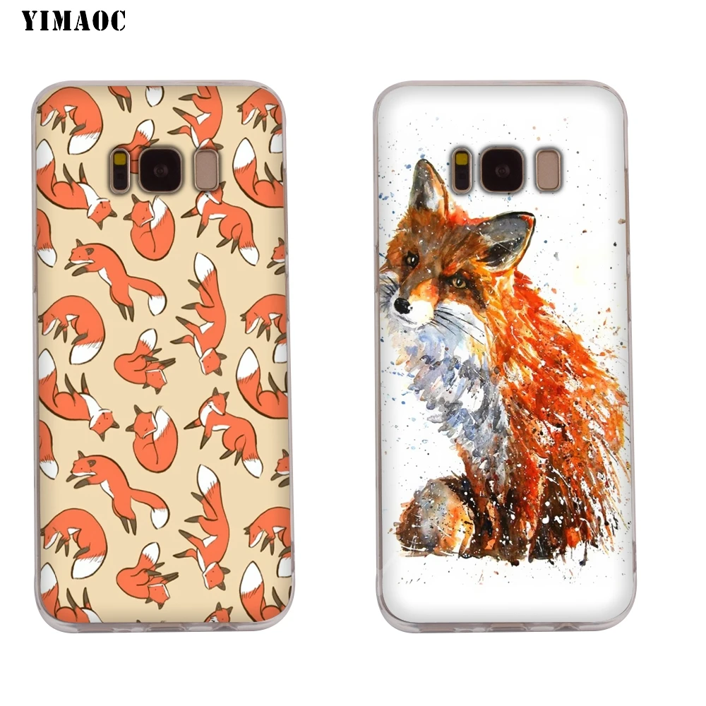 Мягкий ТПУ чехол YIMAOC ovely Animal Fox для Galaxy j3 j5 j6 j7 A5 2016 2017 A6 A9 2018 Note 8 9 S7 edge S8 S9 S10 Plus S10e |