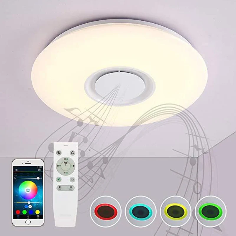 APP n remote control Приложение пульт дистанционного управления Управление RGB Bluetooth Цвет сменный светодиодный музыкальный Spaeker потолочные светильники Акриловые затемнения светодиодные лампы 110V 220V Спальня - Цвет корпуса: APP n remote control