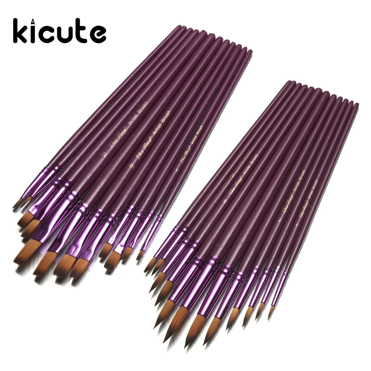 Kicute 12 шт./лот ручка для рисования маслом нейлоновая волос с плоским наконечником