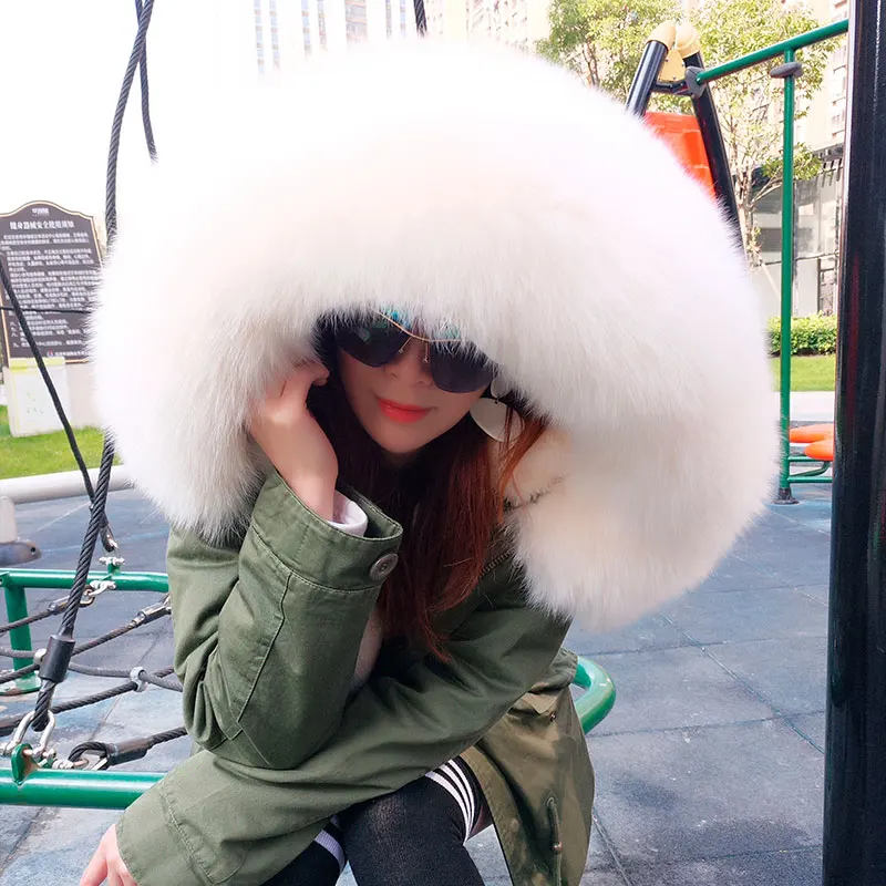 Зимняя женская куртка пальто с натуральным мехом парки лисьим меховым