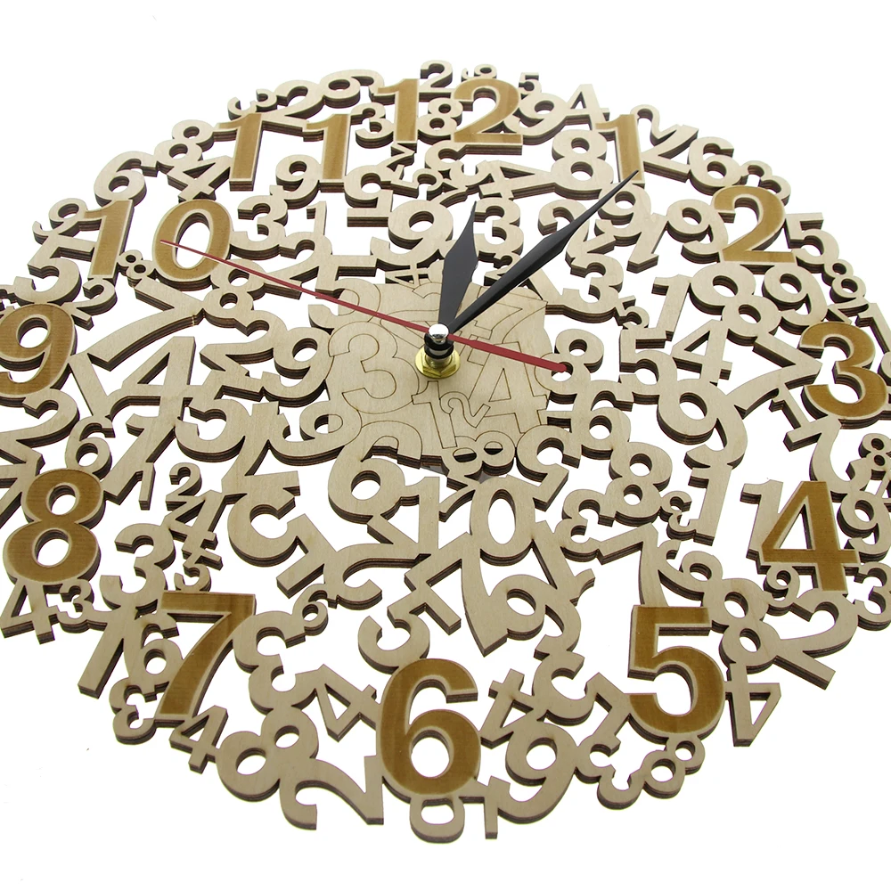 Лазерные большие цифры деревянные настенные часы Современные деревенские