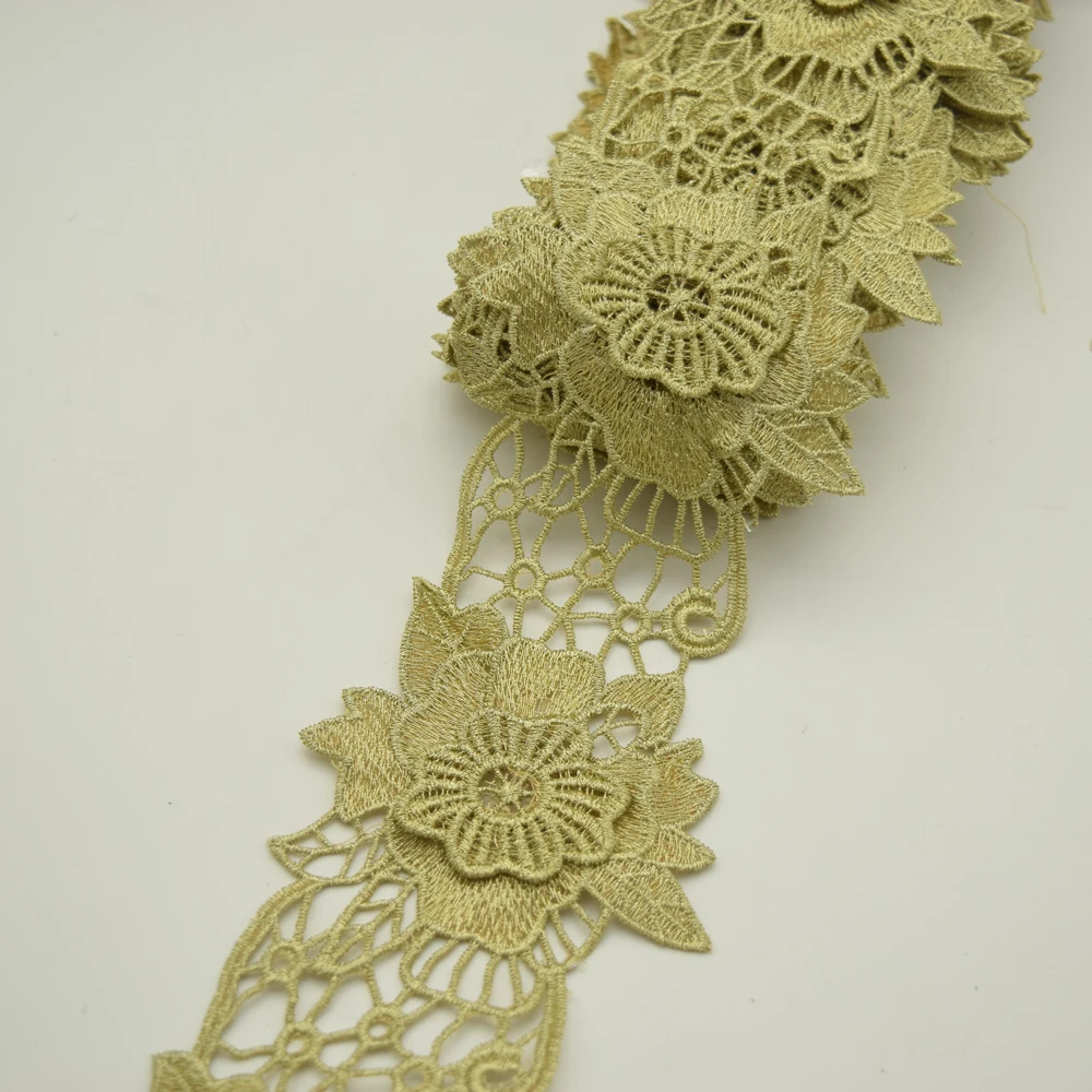 10yards 7.5CM WIED Flower Lace Vintage Style Gold Tone Wedding Dress Sewing Craft DIY | Дом и сад