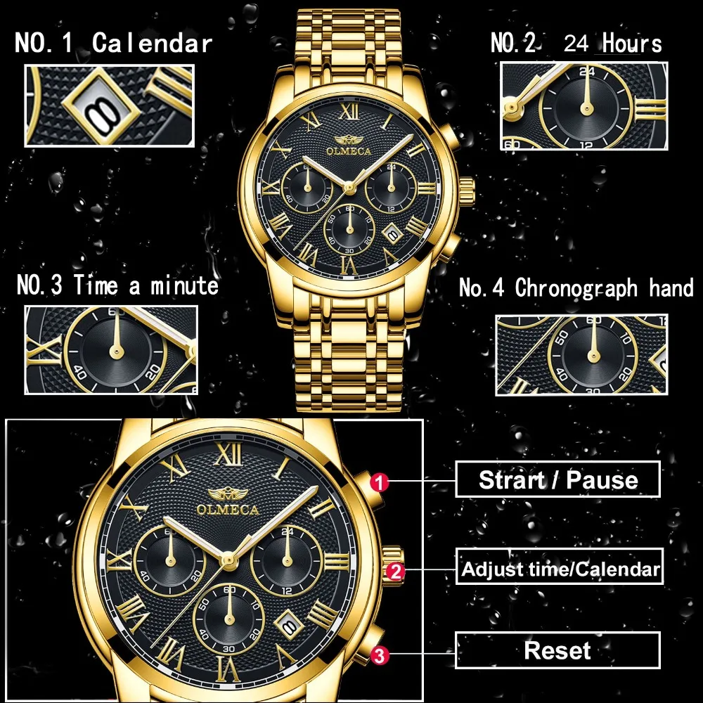 OLMECA бренд класса люкс Reloj Hombre мужские Ретро Часы повседневные кварцевые наручные