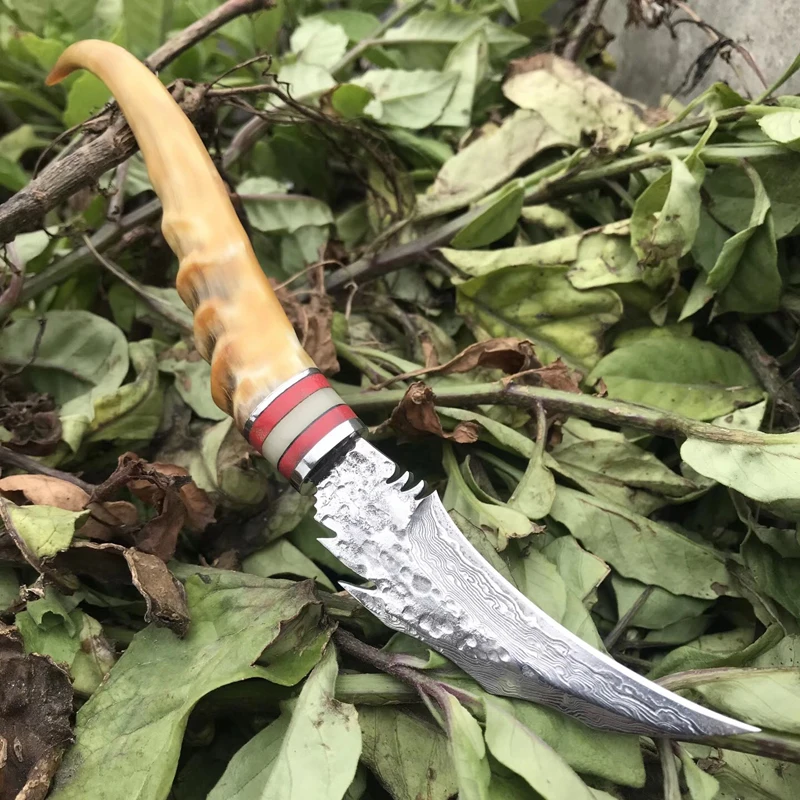 Новейшая коллекция дамасская сталь Cornu Procaprae Gutturosae охотничий нож с ручкой