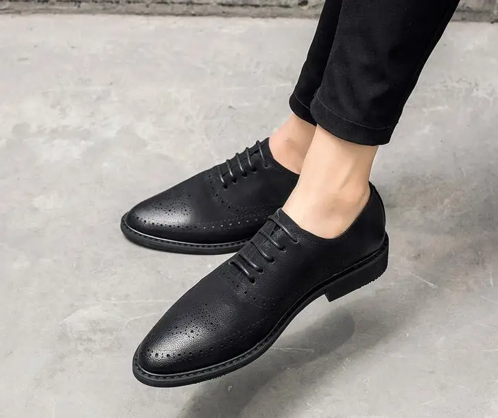 Genuine Soft Leather Pointed Toes Smart Casual Dress Shoes Carved Brogue Lace Up Breathable Summer Cut-Outs Sandals | Обувь