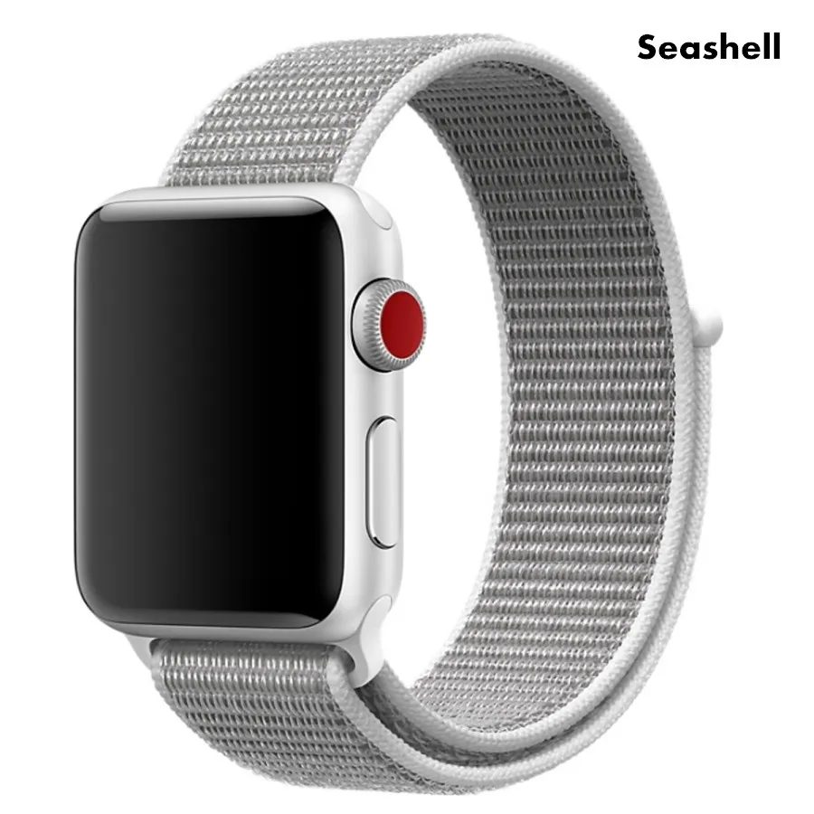 Seashell Классический лямка из нейлоновой ткани для наручных часов Apple Watch Series 4/3/2/1 влагостойкий ремешок для часов 40-44 мм ремень для наручных часов iWatch 38 42 мм Длина браслета - Цвет ремешка: Seashell
