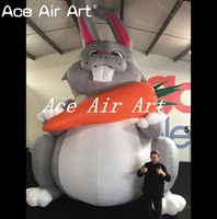 5m16 4ft high happy easter bunny inflatable sitting posture rabbit holding radish pop up for advertising and decorations