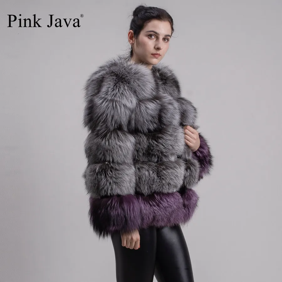 Новое поступление розовое пальто JAVA QC1825 из натурального Меха чернобурки Женская