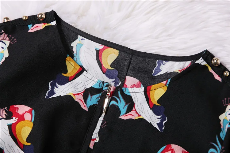 Fashion Women Retro Print Knee-Length Slim Spring Summer Evening Dress Q120/Free Shipping | Женская одежда