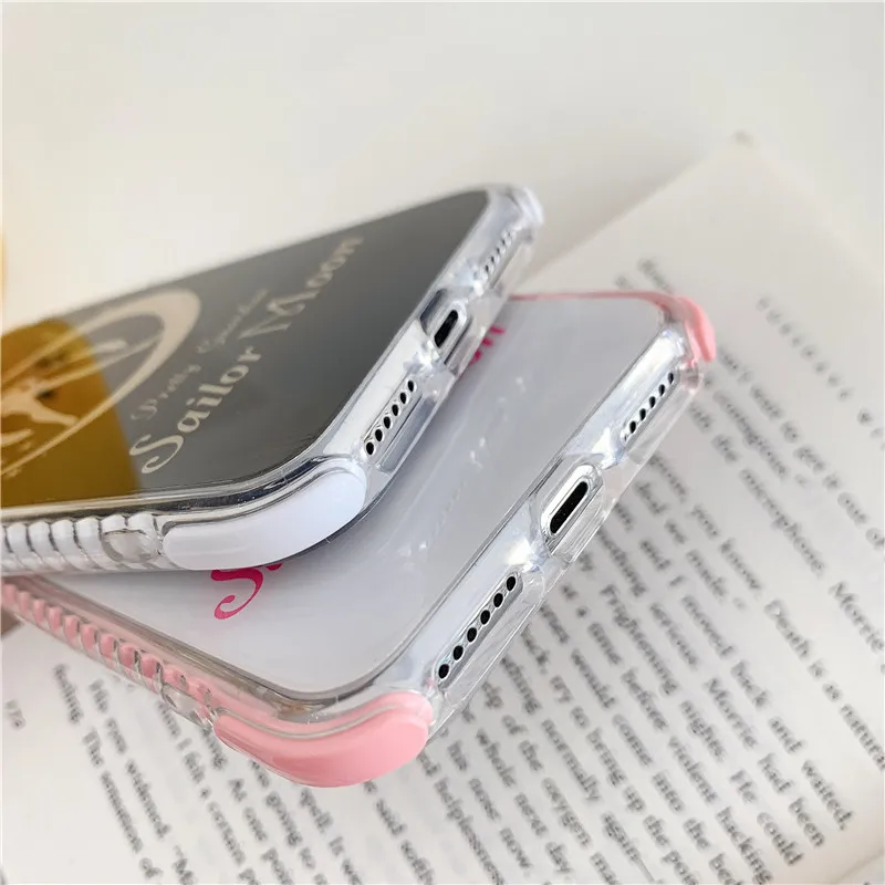 Anti-knock cute cartoon pure color Sailor Moon Black white IMD phone Case For Apple iphone 6 6s 7 8 Plus X XS XR MAX epoxy case |