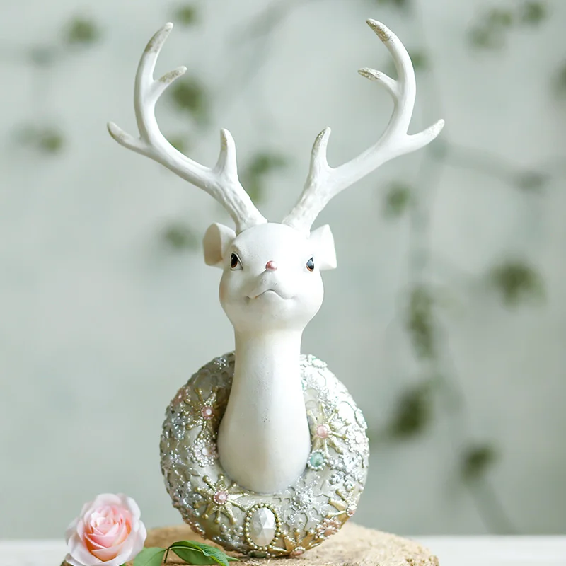 White deer head Пара мышь предложение украшение комнаты Отправить девушки милый сон спальня украшения создать романтический День рождения свадебный подарок - Цвет: White deer head