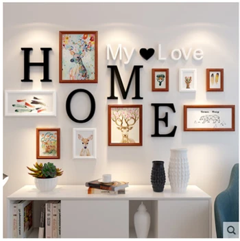 D 9 шт. картина Love home настенные фоторамки комбинированные часы набор деревянная гостиная настенная комбинация Винтаж DIY фоторамки - Цвет: D