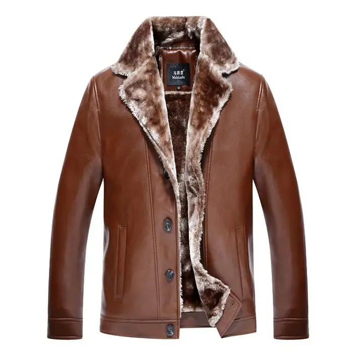 Black brown motorcycle leather jackets men jaqueta de couro masculino autumn winter thickening male PU velvet suit collar