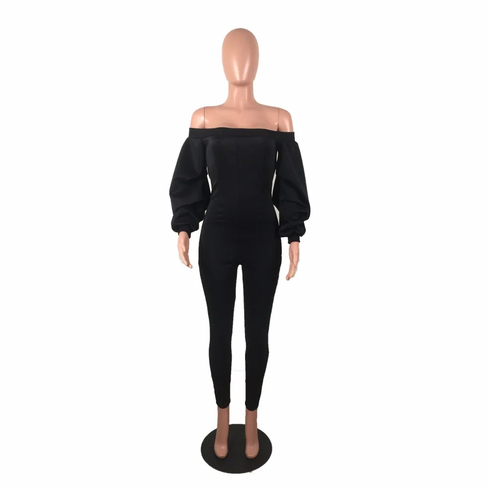 Горячая мода элегантный стиль 2019 bodycon комбинезон женский черный slash средства