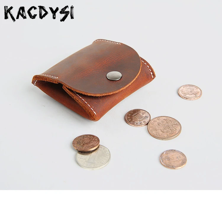 Ручной работы, Винтажный Мужской кошелек из натуральной кожи, Женский кошелек, маленький кошелек, Crazy Horse, Воловья кожа, карман для денег, Женская Мужская классическая сумка для монет
