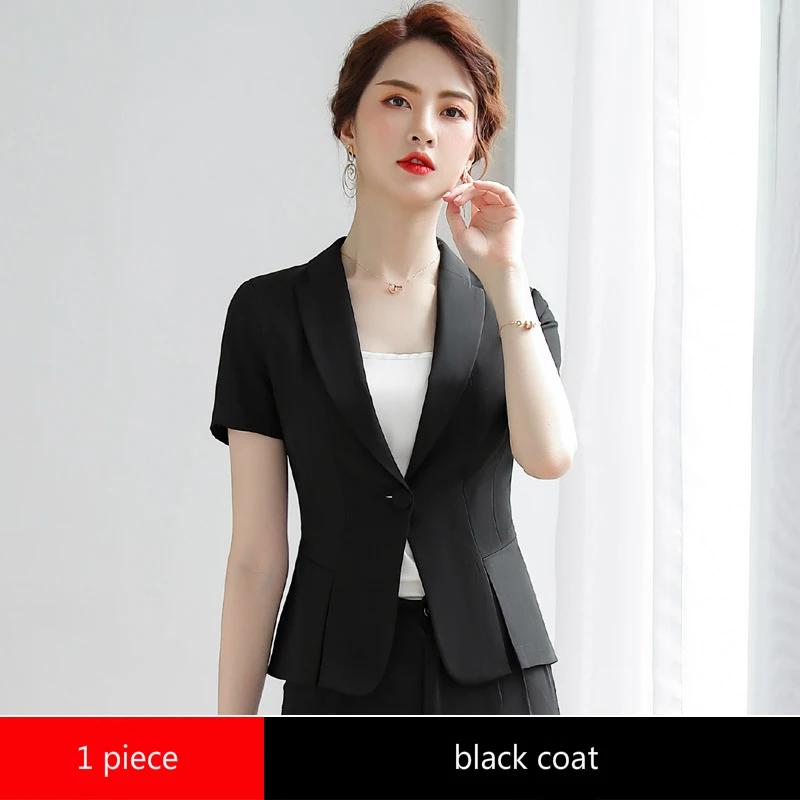 black coat Женские костюмы, элегантная профессиональная одежда, шикарные розовые красные блейзеры, офисные женские модные повседневные рабочие костюмы, пальто и брюки, женская одежда - Цвет: black coat