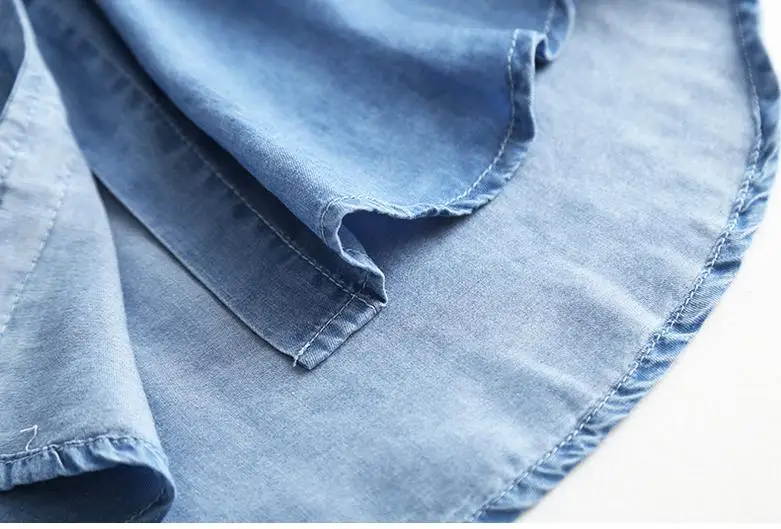 Женская джинсовая рубашка размера плюс 3XL, джинсовая рубашка из tencel, Повседневная рубашка с отложным воротником, с длинным рукавом, карманами, Повседневная Свободная блузка, топы