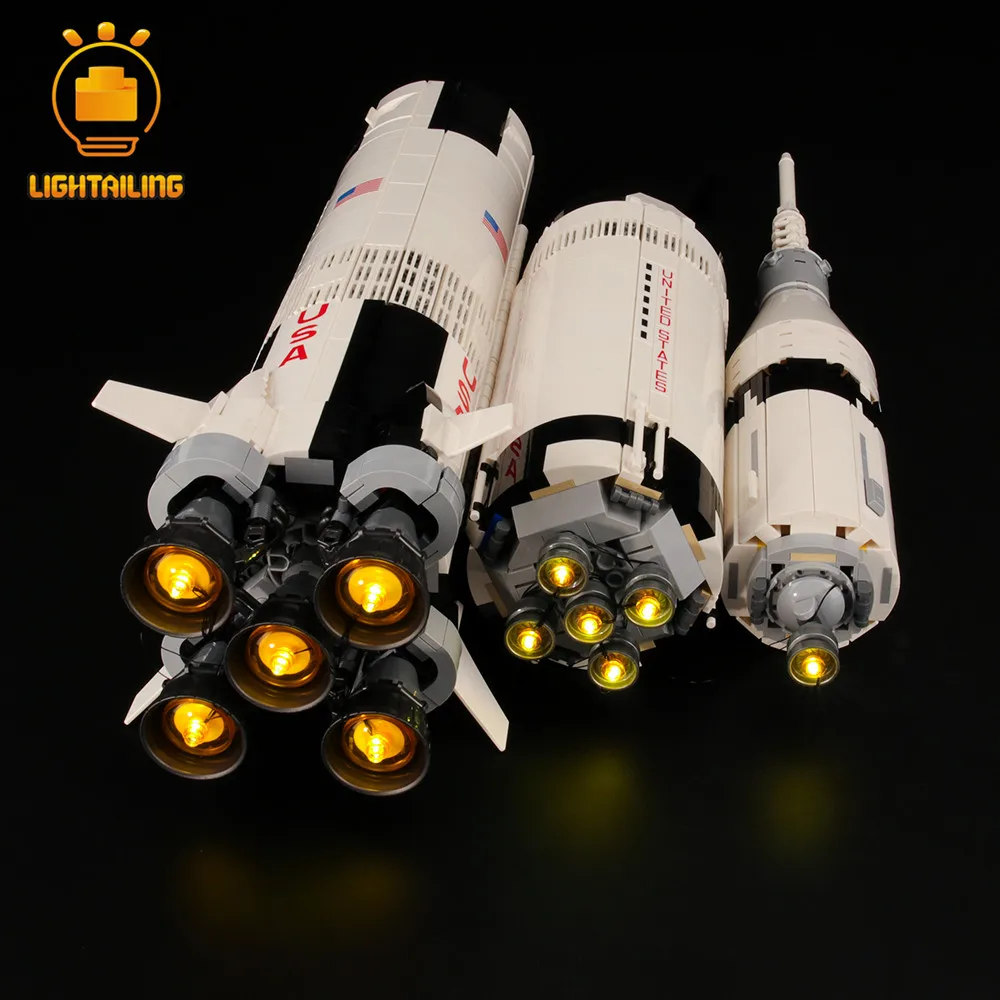 Светильник, светодиодный светильник, набор для идей, Apollo Saturn V, строительный блок, светильник, набор, совместимый с 21309