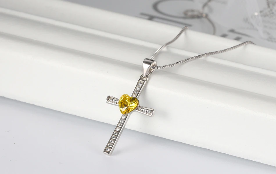 ORSA JEWELS, подлинное 925 пробы Серебряное сердце с подвеской в виде Креста для женщин, ожерелья AAA CZ, Модные женские ювелирные изделия ASN88