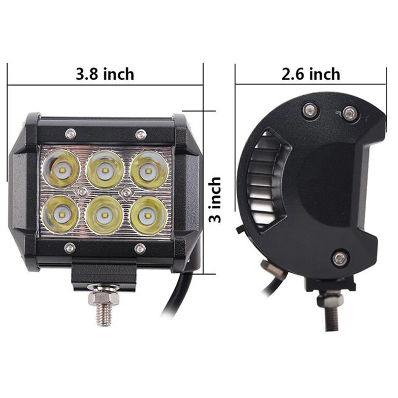 

1Pcs 18W 4" LED Work Light Bar Spot Beam Off road Driving Fog Lamp ATV SUV 4WD