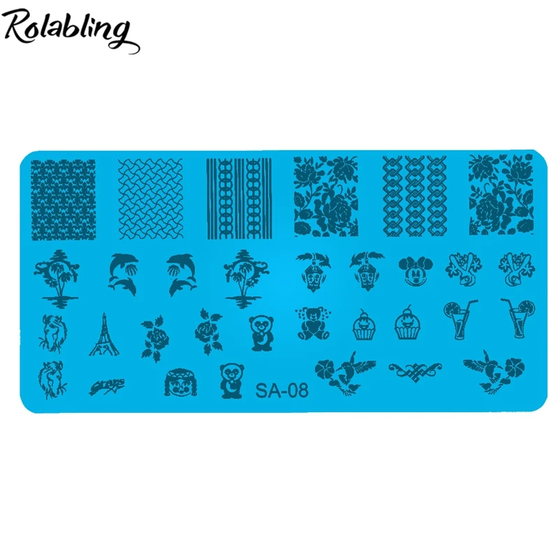 Rolabling New 1PC Nail Art Image Stamping Templates SA Series Cute Animals Designs Stamp Plates Molds Manicure Tools | Красота и