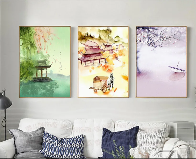 Новые китайские чернила для рисования свободной руки ландшафт настроения