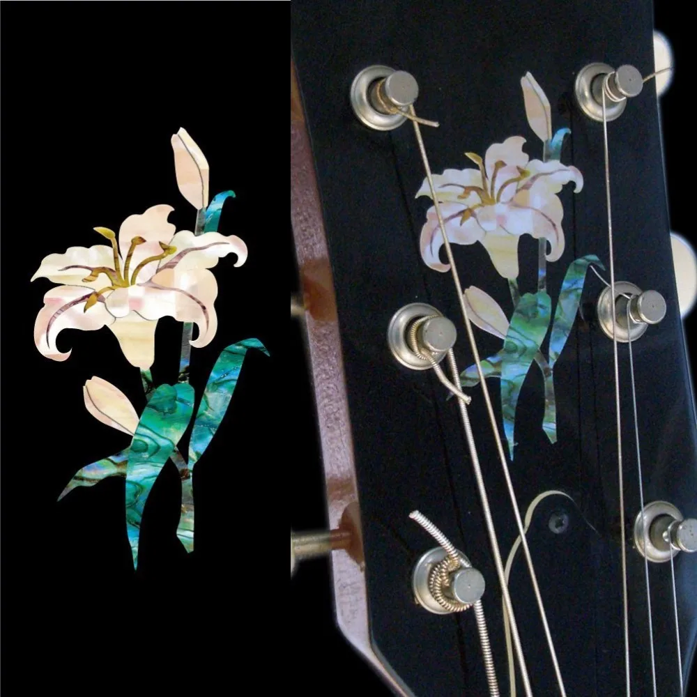 

Jockomo Inlay Sticker Decals for Guitar Headstock in Abalone Theme - Lily