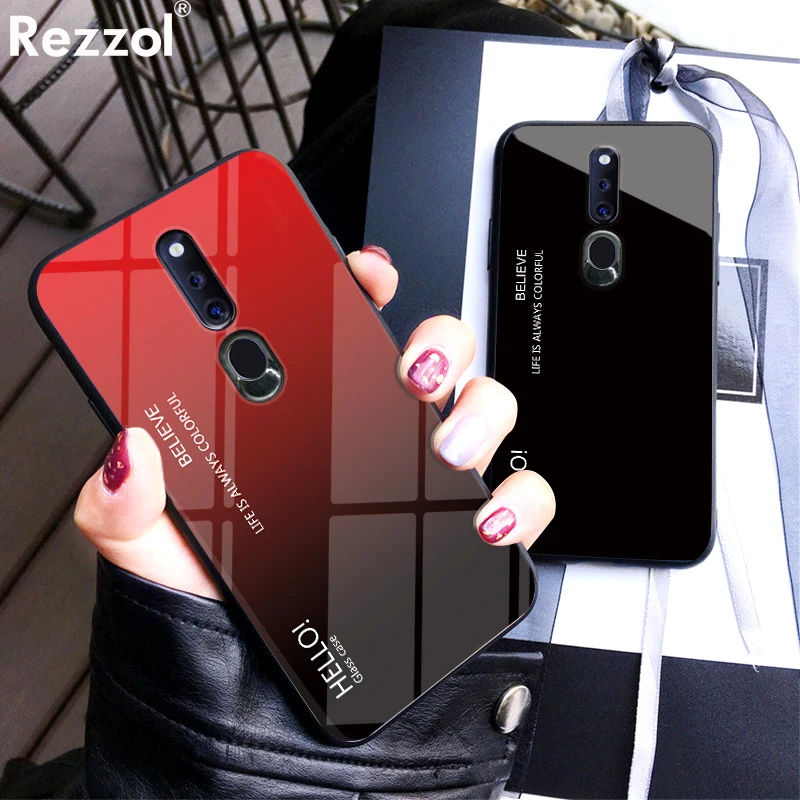 Для OPPO F11 чехол Pro Чехол градиентное закаленное стекло мягкий силиконовый край