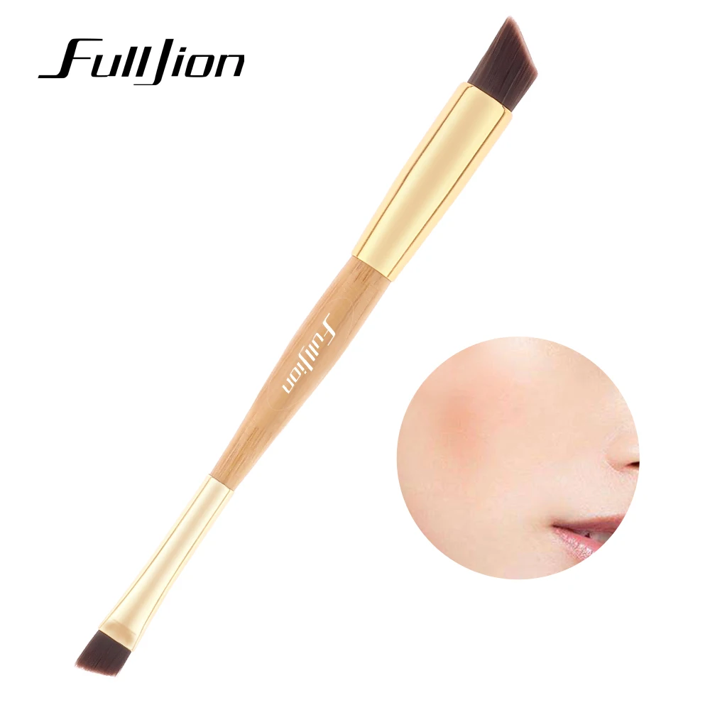 Fulljion 1 шт. двухсторонняя Золотая кисть для основы + тени бровей кисточка носа Blemish