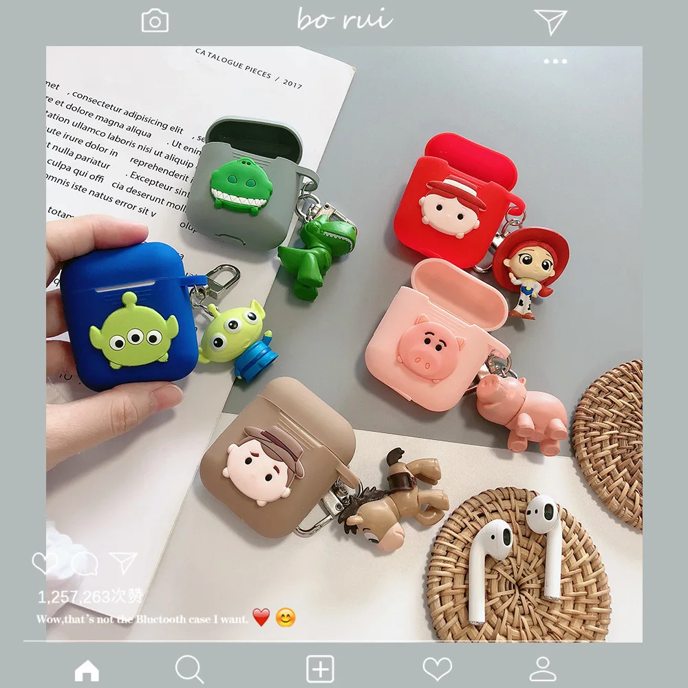 Горячая История игрушек Airpods брелок 3D Динозавр Дейзи Hudi чехол для наушников для Apple Airpods 1 2 Защитная силиконовая крышка брелок