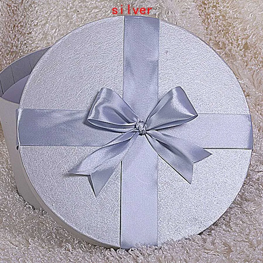 silver 35x18 см Цветы Подарочная коробка чистый цвет круглая бумага картонная коробка День Святого Валентина Свадебная вечеринка украшение дома сувениры подарок - Цвет: silver