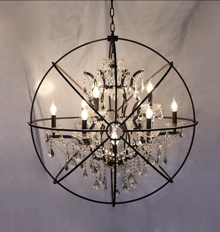 Лофт винтажный Американский Сельский шар хрустальное кольцо люстра деревенский