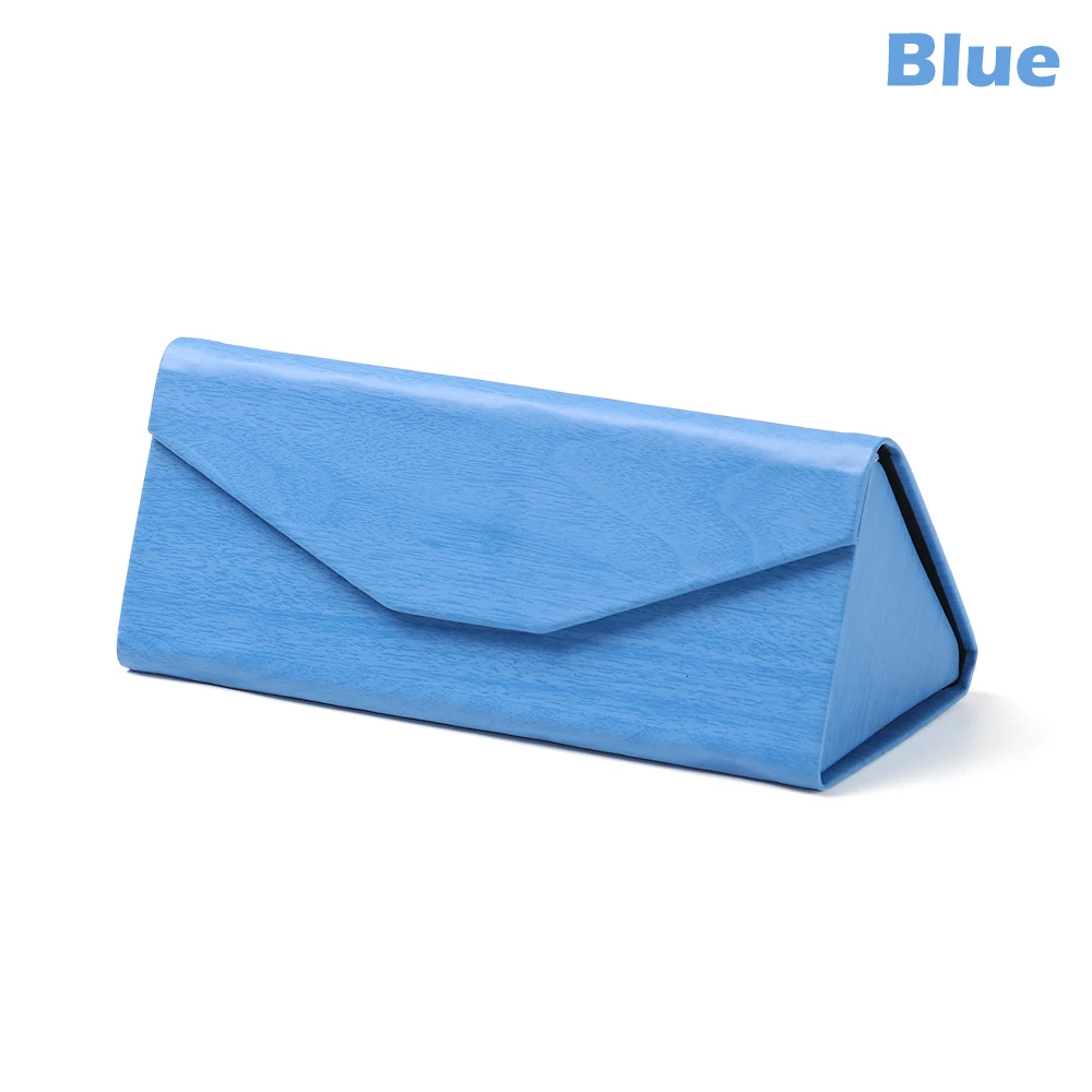 blue 5 цветов складной треугольный Чехол для очков Портативный кожаный чехол для очков очки солнцезащитные очки чехол модные аксессуары - Цвет: blue