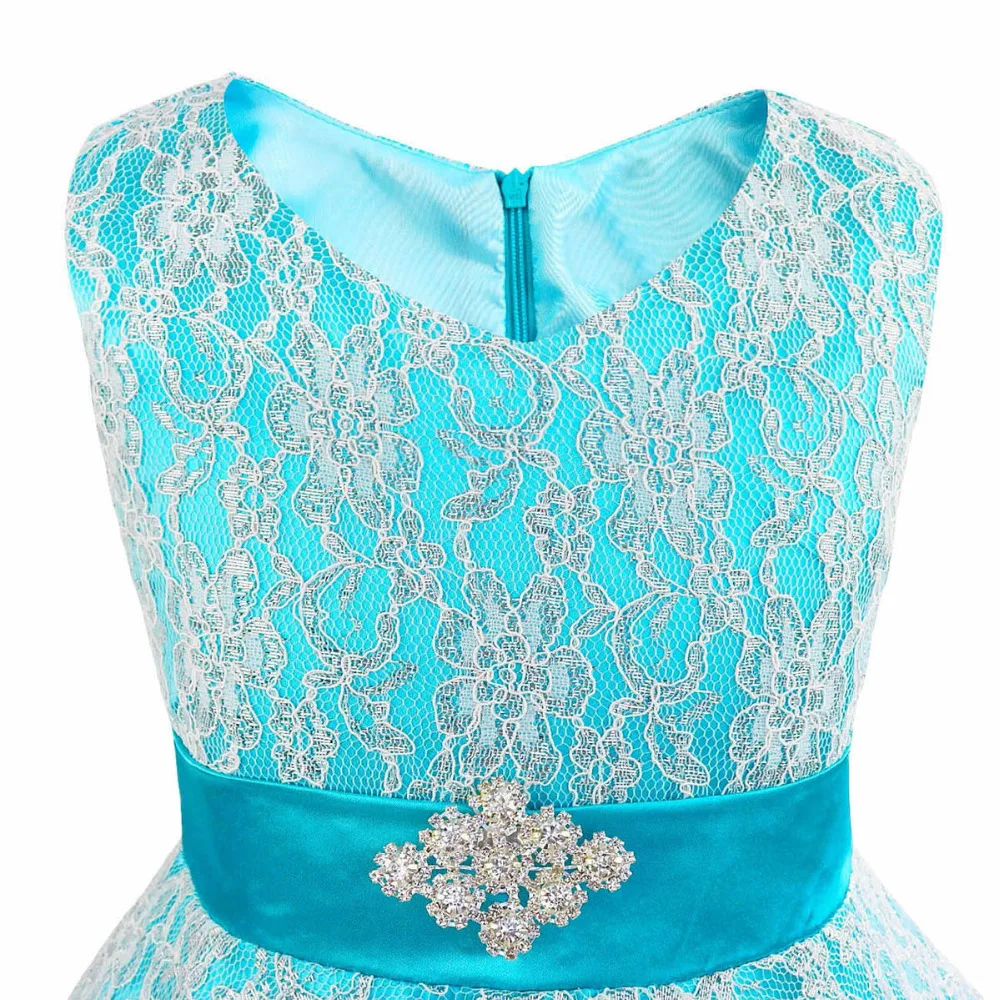 Кружевное платье пачка с цветами для девочек TiaoBug треугольным вырезом и на