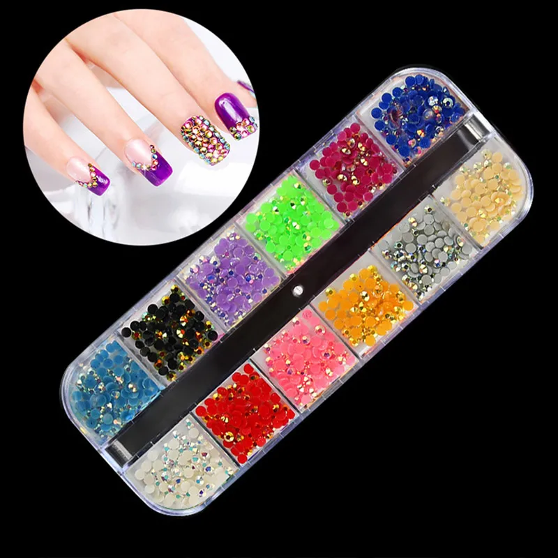 1 Crystal Case Стразы для ногтей советы смешанный цветной блеск дизайнов маникюр