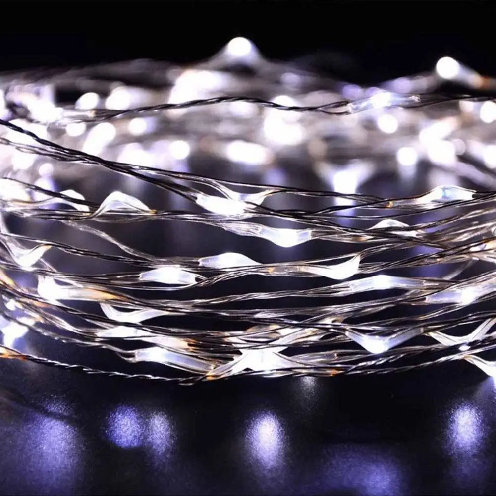 Гирлянда на солнечной энергии 10 м 33 фута 100 светодиодов медная проволока гирлянда