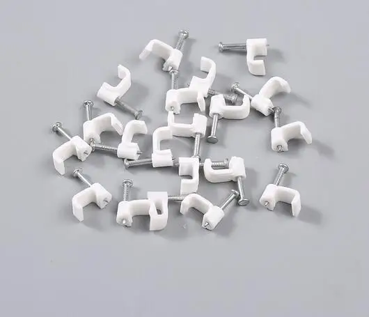 100 шт./пакет 4 мм Кабельные зажимы кабельные квадратные белые|nail wire clips|cable clipcable nail |