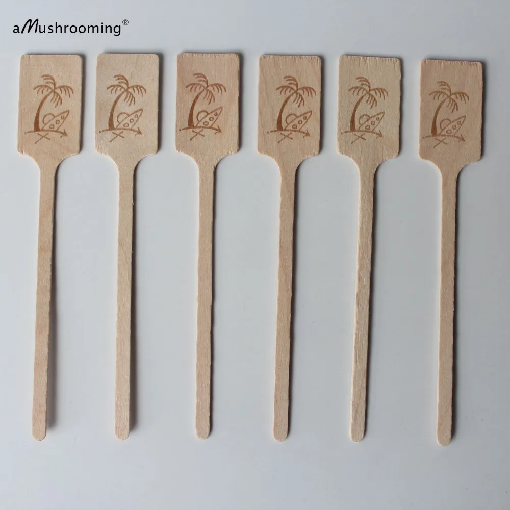 100pcs Palm Tree Engraved Wooden Stirrers Bar Cafe Coffee Drinking Stir Sticks Anniversary Birthday Party Swizzle Toppers | Дом и сад