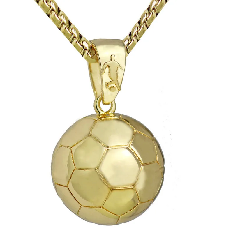 18k gold soccer Европейские и американские баскетбольные бейсбольные ожерелья из нержавеющей стали с цепочкой панк рок мужские ювелирные изделия Хип поп подарок, NM003G - Окраска металла: 18k gold soccer