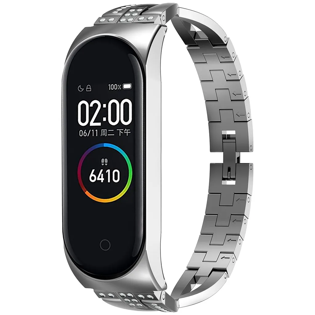 Металлический браслет для Xiao mi Band 3/4, ремешок на запястье mi band 4, браслет, смарт-часы Band mi Band 3, ремешок из нержавеющей стали для mi 3